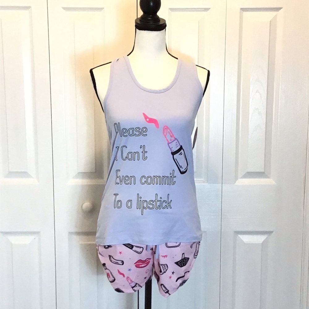 Spoiled Angel Womens 2pc Cute Lipstick Sleepwear Pajama Set